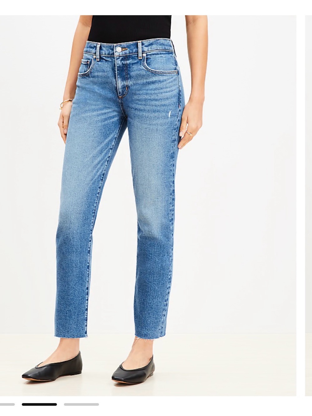 LOFT Mid-Rise Straight Leg Jeans - Medium Blue Wash